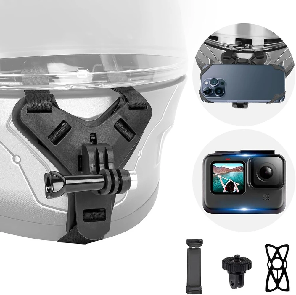 Objektyvas Vvntvee smakro laikiklis kamerai ir telefonui, motociklo šalmo laikiklis dirt bike priedai go pro hero 13 12 11 10 dji action 5 pro action 4 insta360 x4 x3