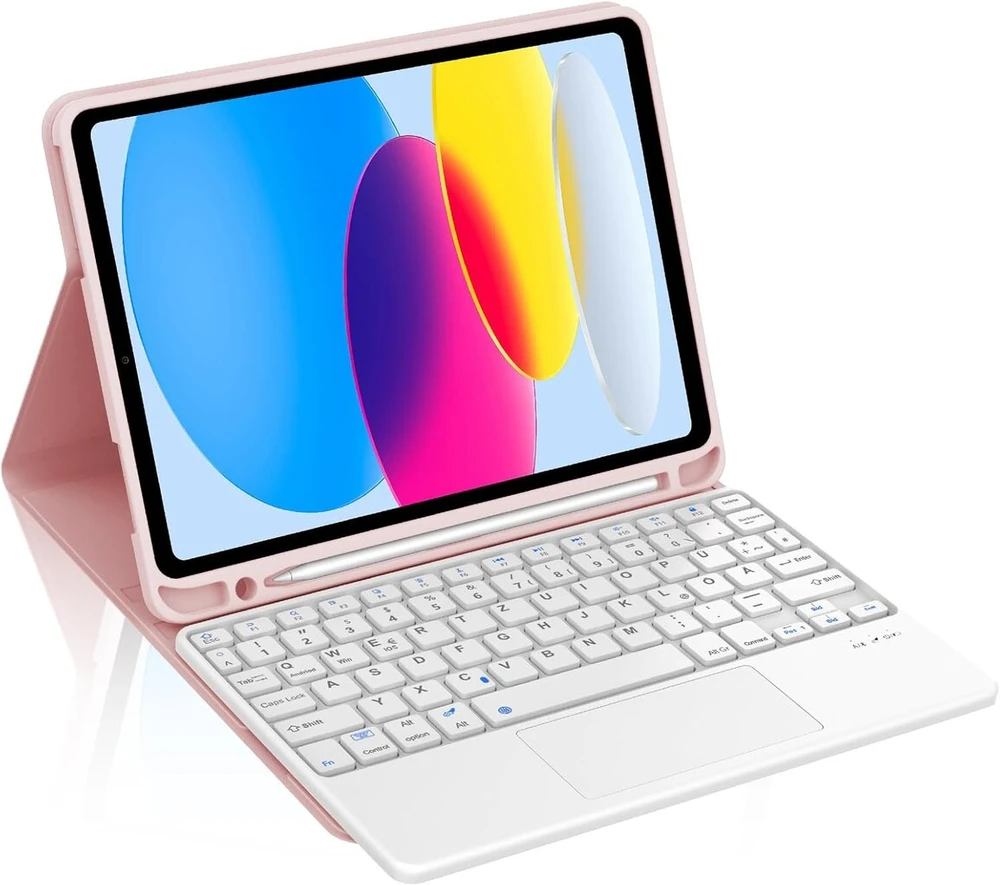 Occtingkind klaviatūra, skirta Ipad 10 kartos 2022, dėklas su klaviatūra, skirtas Ipad 10 10.9 colių, dangtelis su jutikliniu kilimėliu, bluetooth klaviatūra, magnetinis nuimamas qwerty itališkas, skirtas Ipad 10 gen 10.9 colių, rožinis