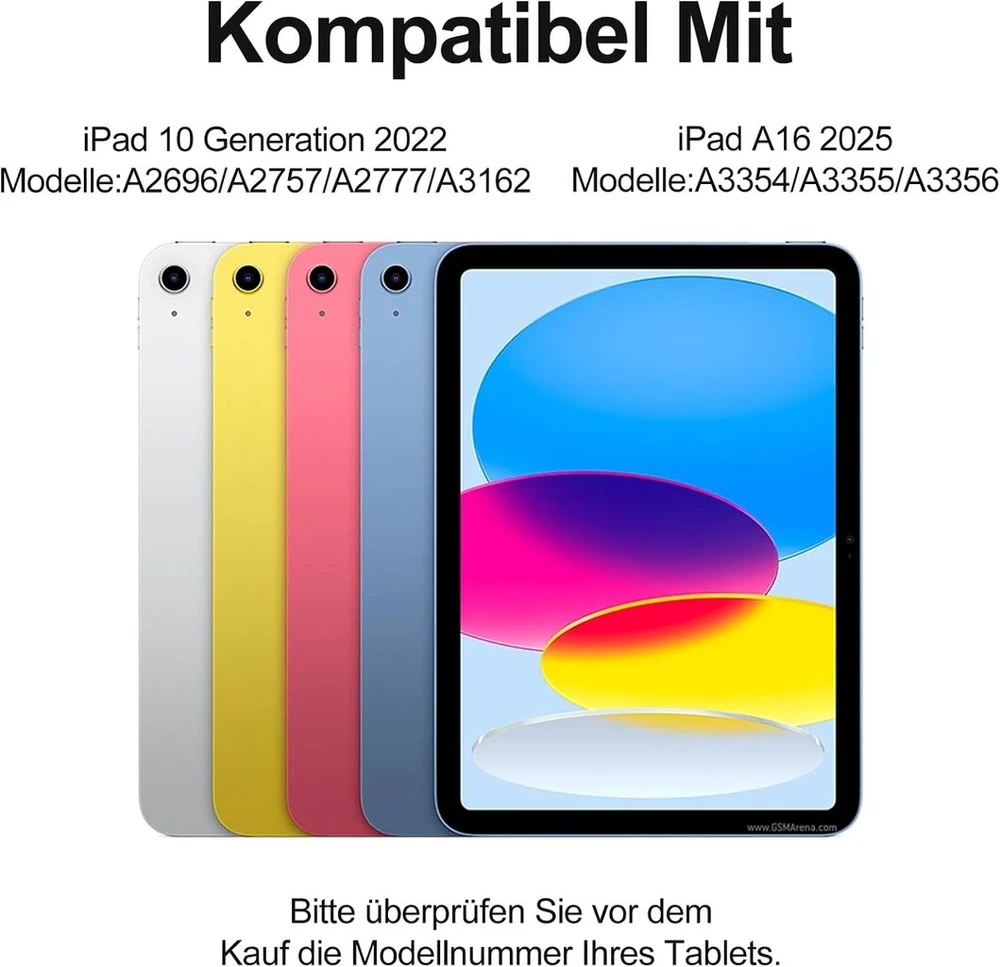 Occtingkind, klaviatūra, skirta ipad 2025/2022, dėklas su klaviatūra, skirtas ipad a16 11 colių 2025 ir ipad10 gen 10,9 colių 2022, bluetooth klaviatūra, qwertz, usb c, trackpad, apšvietimas, juoda