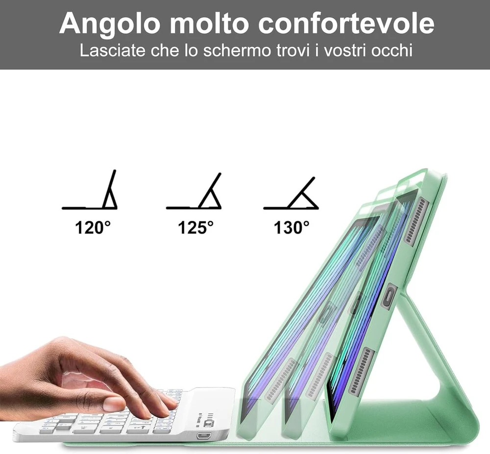 Occtingkind klaviatūra, skirta Ipad Mini 8.3 colių, dėklas su klaviatūra, skirtas Ipad Mini 6/7 kartos, magnetinė bluetooth qwerty itališka klaviatūra, skirta Ipad Mini 6/7 gen 8.3 colių 2021/2024, žalia