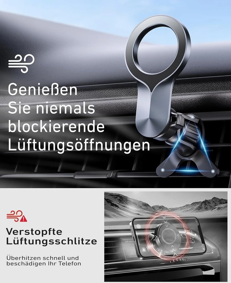 Odbowuge mag-safe automobilinis laikiklis [ypatingas tvirtumas] magnetinis telefono laikiklis automobiliui [patobulinta trikampė struktūra] telefono laikiklis automobilio ventiliacijos grotelėms, tinka iphone 15 pro plus max 14 13 mag-safe dėklui