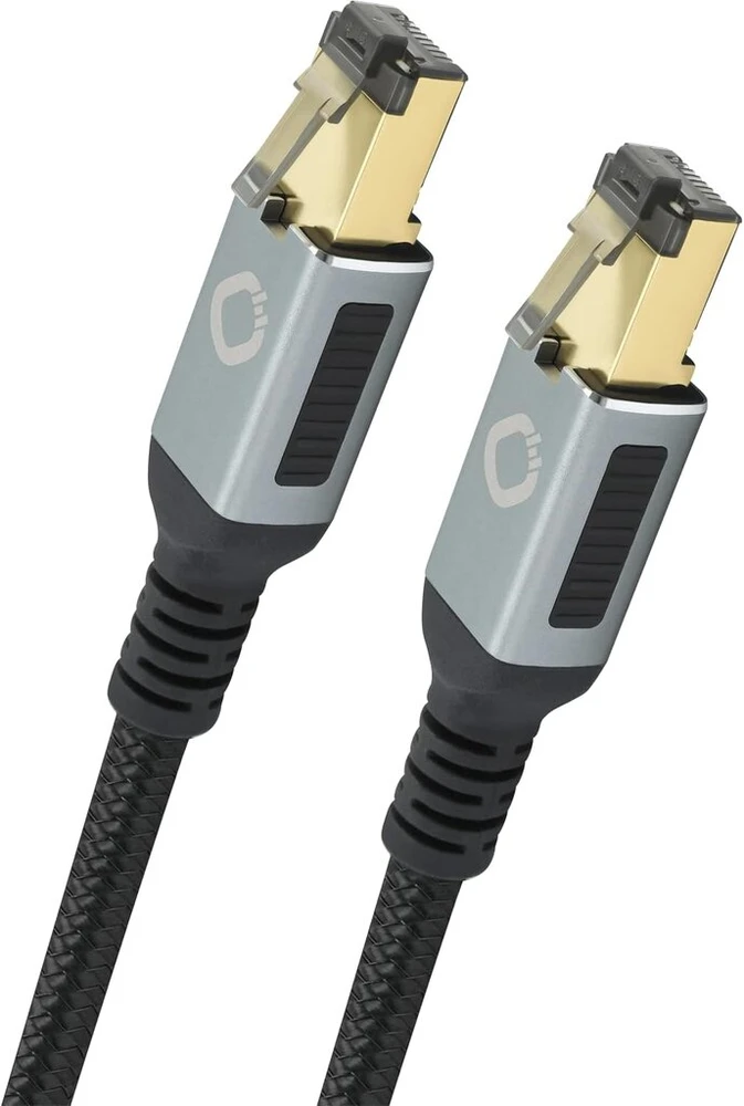 Oehlbach Stream Primus - state of the art - aukštos klasės cat 8.1 tinklo kabelis 40 gbit/s rj45 3 krypčių ekranavimas audinio apvalkalas vytos poros - spofc varis - 5 m