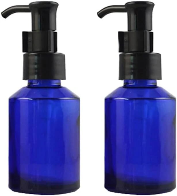 Oheetu 2 vnt. 60 ml aukščiausios kokybės stiklinis losjonų dozatorius, kelioniniai buteliukai tualeto reikmenims, mėginiams, kelioninė pakuotė, kosmetikos buteliukai, emulsijos esencijos talpykla