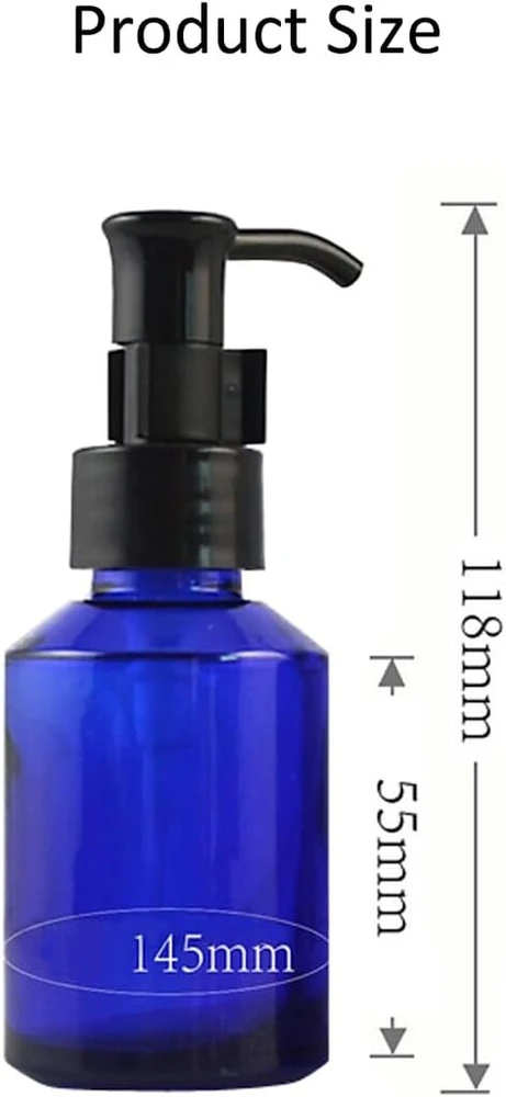 Oheetu 2 vnt. 60 ml aukščiausios kokybės stiklinis losjonų dozatorius, kelioniniai buteliukai tualeto reikmenims, mėginiams, kelioninė pakuotė, kosmetikos buteliukai, emulsijos esencijos talpykla