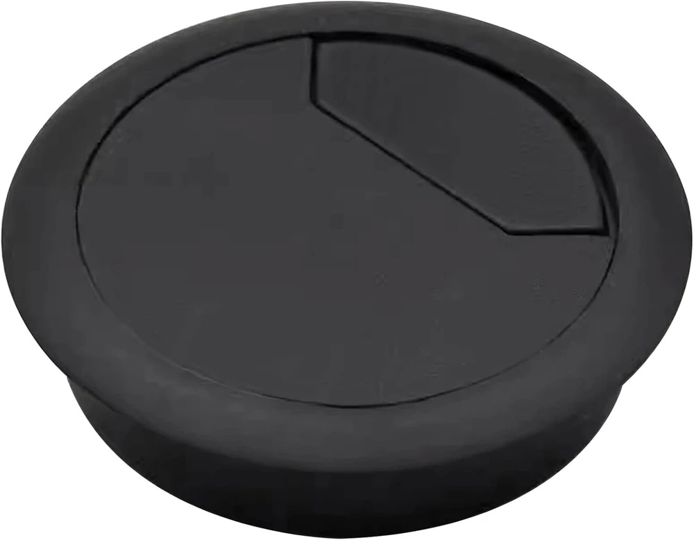 Oiotuyi 2 kabelių įvorių rinkinys stalui, skersmuo 60 mm, plastikas, juodas, kabelių anga optimaliam organizavimui darbo vietoje