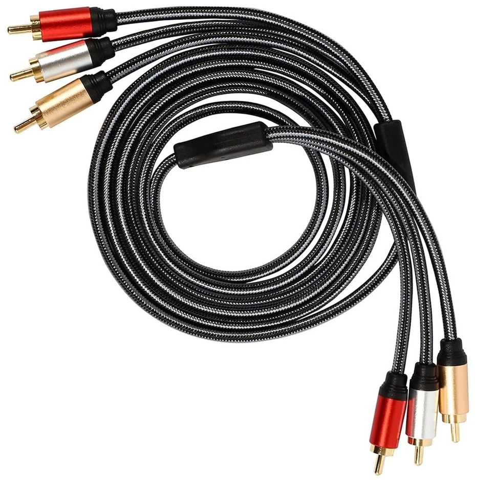Oluote 3 Rca kištukas į 3 Rca kištuką 24k paauksuotas jungties stereo audio Rca kabelis, skirtas Dvd/vcr/hd-tv ir kt. (5 m)