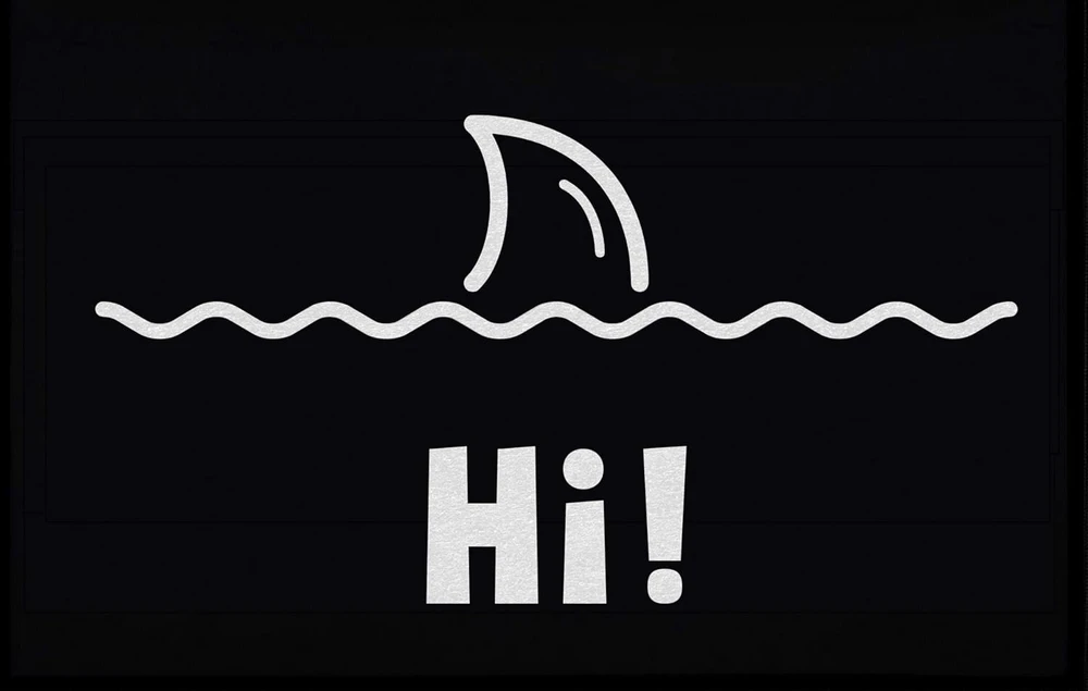 Om3® juokingas durų kilimėlis su užrašu "welcoming" Hi Shark Fish Fin Waves neslystantis ir plaunamas 60 x 40 cm