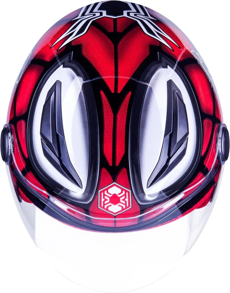 One by Camamoto | Spiderman šalmas vaikams, patvirtintas motociklams ir paspirtukams, dydis Xl (53-54 cm), mikrometrinis užsegimas, junior