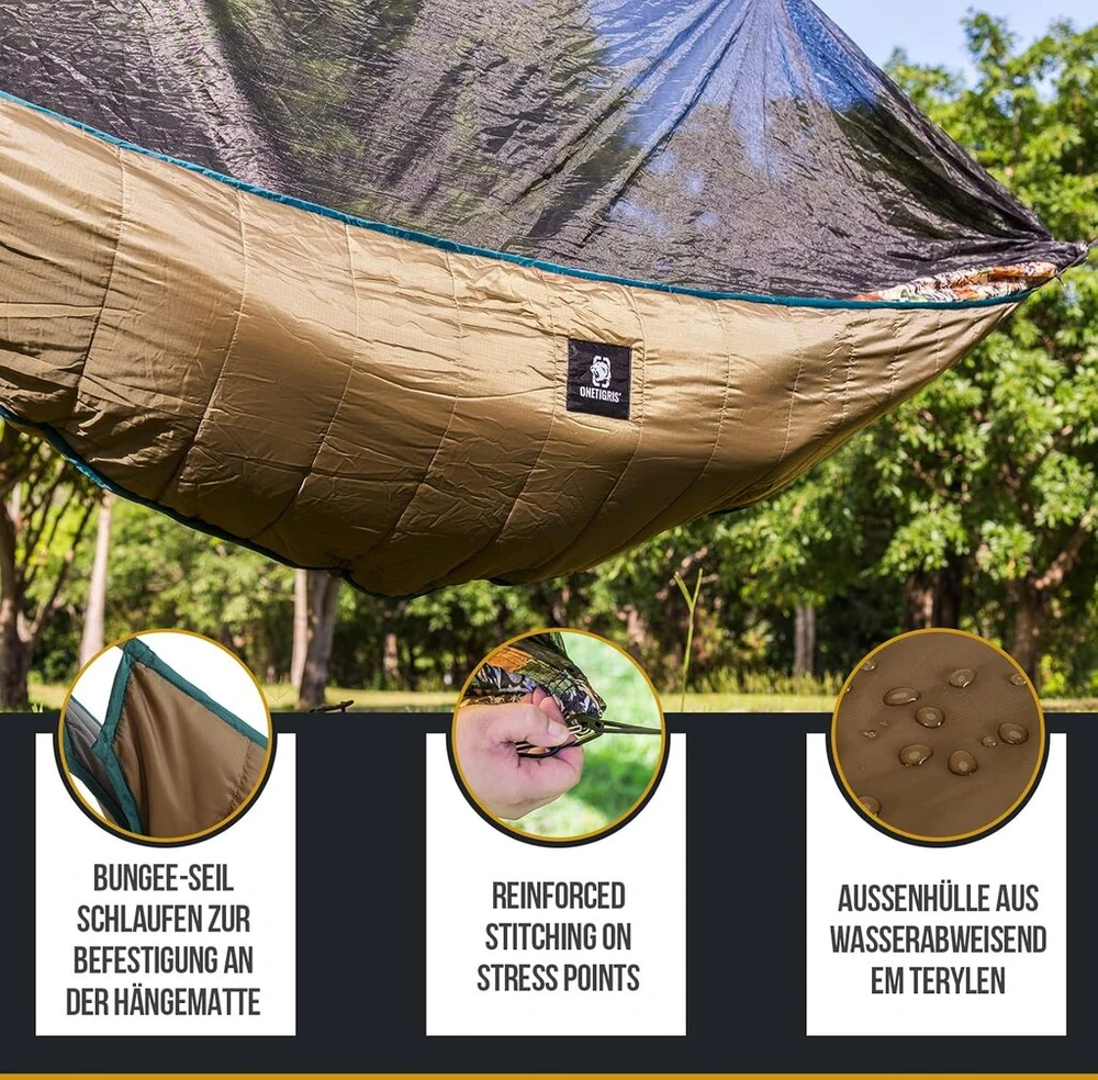 Onetigris Hideout Hamako Apatinis Užklotas Miego Kilimėliai Hamakams Apatinis Užklotas Apsauga nuo Karščio Itin Lengvas Lauko Žygiams Kempingui 280 x 120 cm Coyote Brown