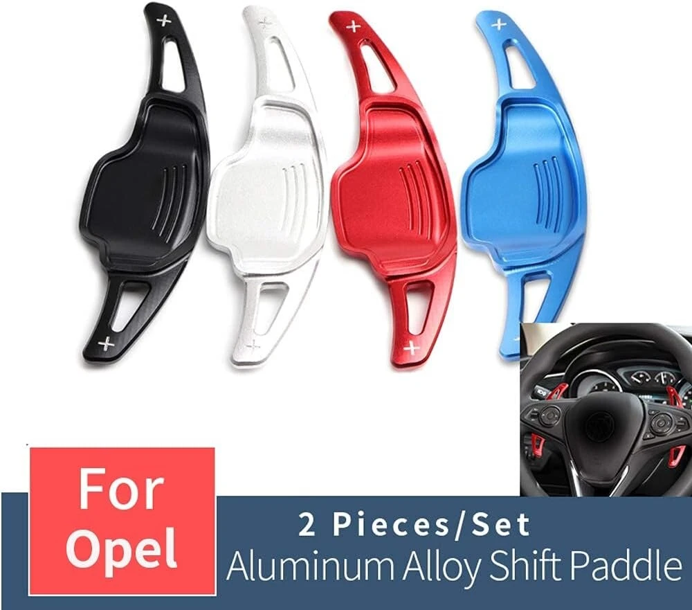 Ontto 2 vairo pavarų perjungimo svirtelių komplektas, skirtas o-pel astra k 2015–2018 insignia 2011–2018, aliuminio pavarų perjungimo svirtelių prailginimo automobilio dekoravimo lipdukas – mėlynas