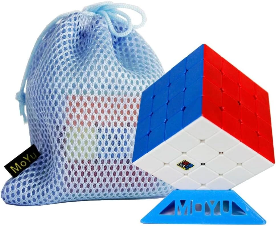 Oostifun Moyu Mfjs Mofang Jiaoshi Meilong M Cube 4x4 kubas Cubing Classroom Meilong 4 m 4x4x4 sklandus galvosūkių kubas su kubo krepšiu ir kubo trikoju (įvairiaspalvis)