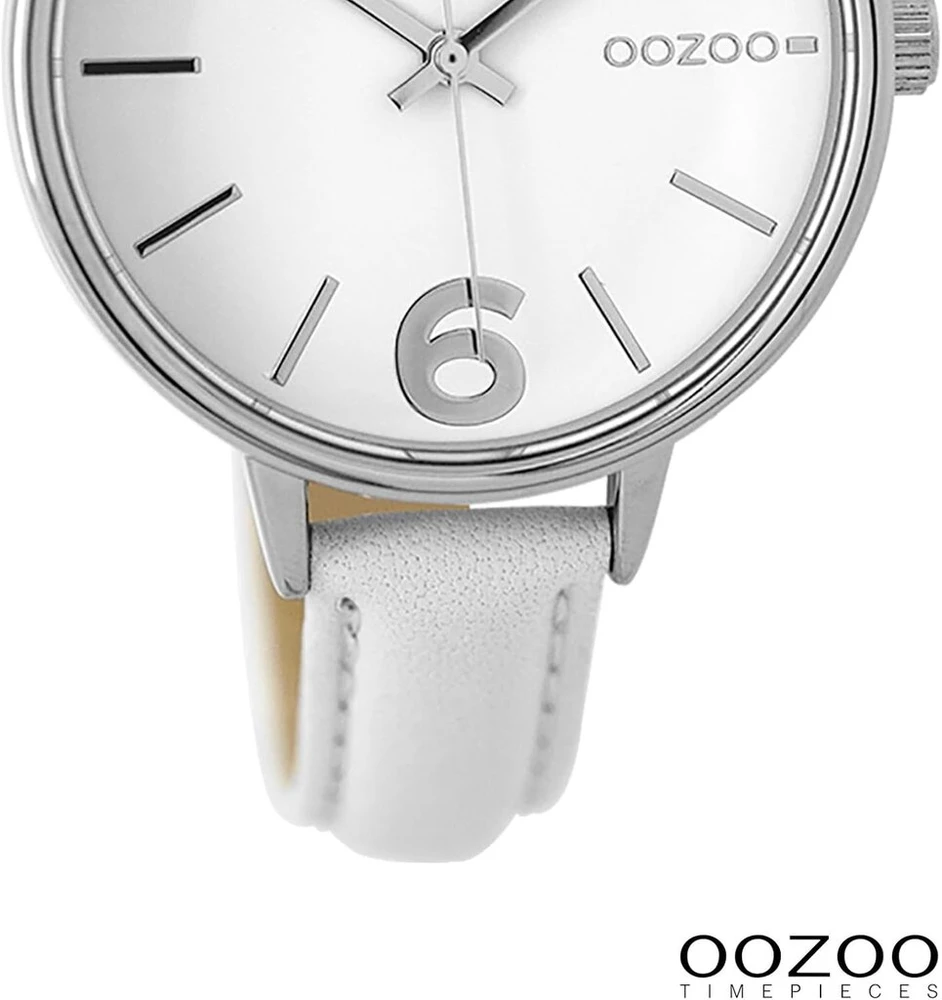 Oozoo C9480 moteriškas laikrodis su odiniu dirželiu, 38 mm, baltas, baltas - C9480, dirželis.