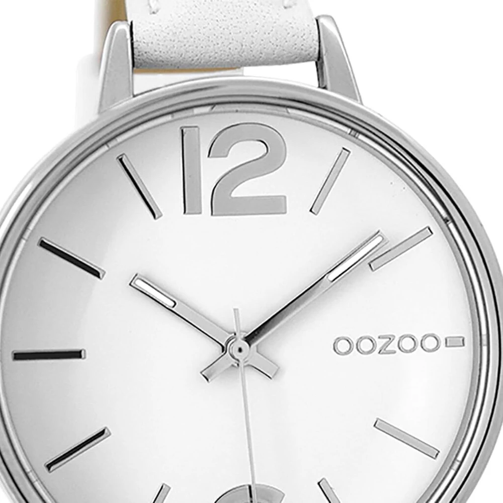 Oozoo C9480 moteriškas laikrodis su odiniu dirželiu, 38 mm, baltas, baltas - C9480, dirželis.