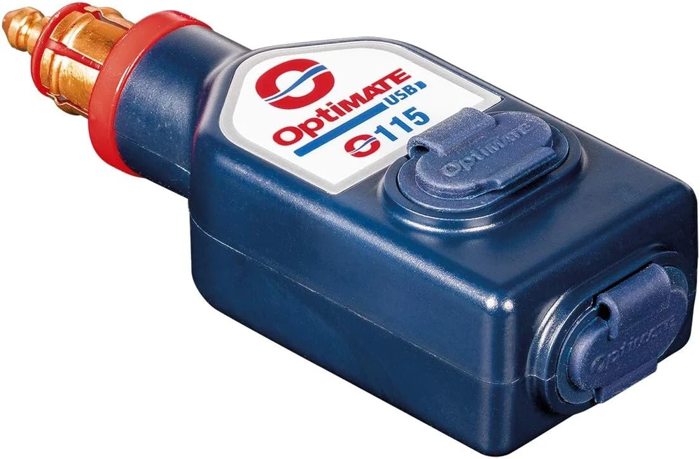 Optimate Tecmate Usb O-115.3300 Ma atsparus oro sąlygoms dvigubas Usb įkroviklis su dviem išėjimais su motociklo kištuku