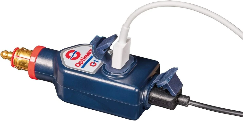 Optimate Tecmate Usb O-115.3300 Ma atsparus oro sąlygoms dvigubas Usb įkroviklis su dviem išėjimais su motociklo kištuku