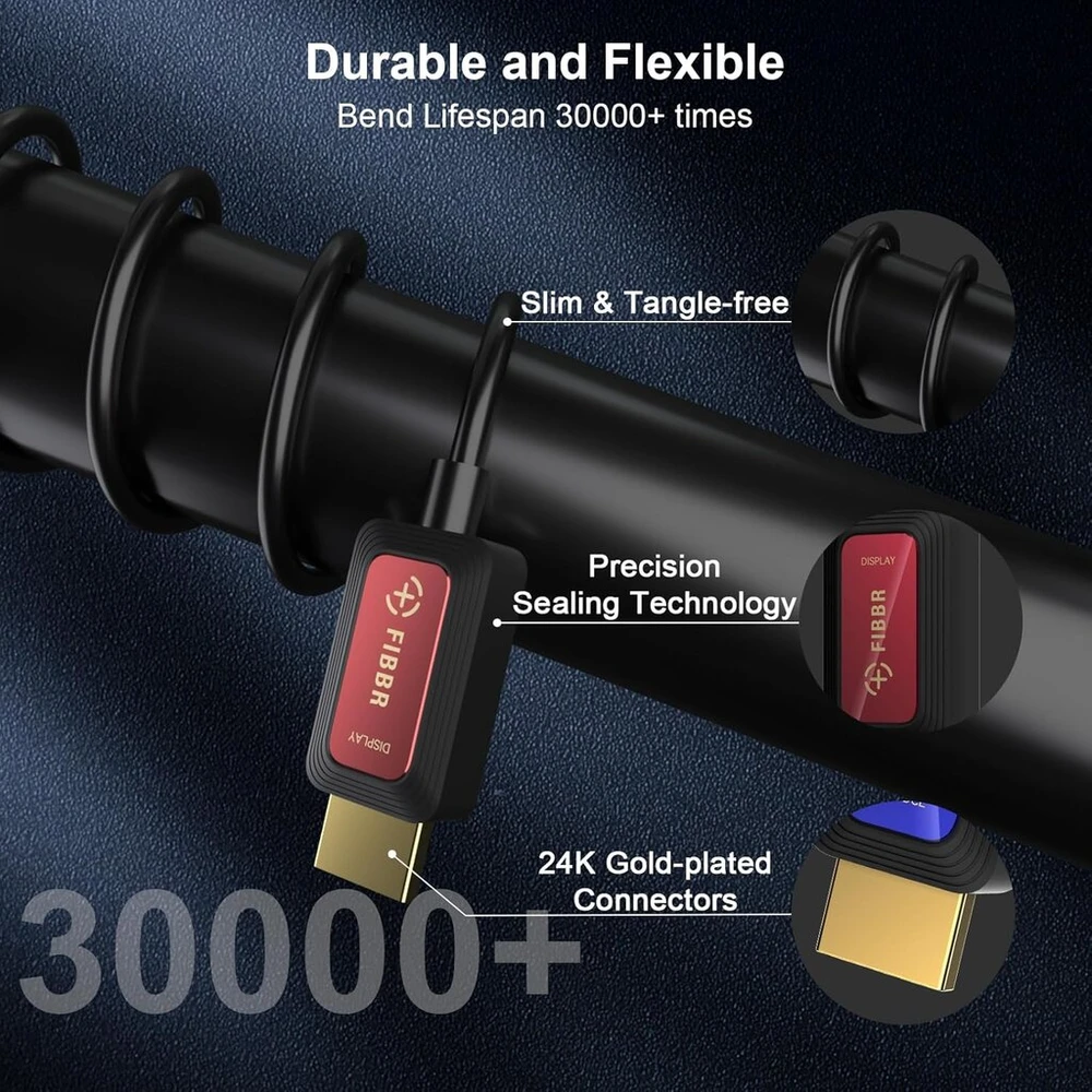 Optinis Hdmi 2.1 kabelis 20m, 48gbps, 8k@60hz, 4k@120hz