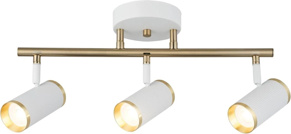 Opviq elegantiskas sietynas su metaliniu korpusu, balta ir antikvarine lako apdaila, 5,5 cm skersmens gaubtas, 22 cm aukštis, 3 x Gu10 lemputės įtrauktos, puikiai tinka modernioms erdvėms