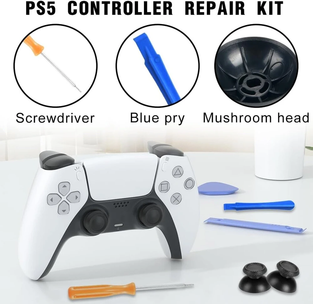 Opvyaeu 2 x atsarginiai juodi nykščių valdikliai, skirti Ps5 / Ps4 valdikliui, keičiami analoginiai nykščių valdiklių dangteliai, skirti Ps5 mygtukų priedams, skirti Ps4 Pro Slim valdikliui