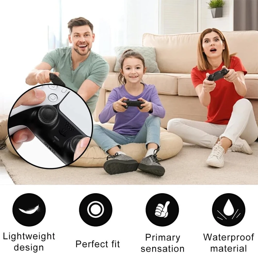 Opvyaeu 2 x atsarginiai juodi nykščių valdikliai, skirti Ps5 / Ps4 valdikliui, keičiami analoginiai nykščių valdiklių dangteliai, skirti Ps5 mygtukų priedams, skirti Ps4 Pro Slim valdikliui