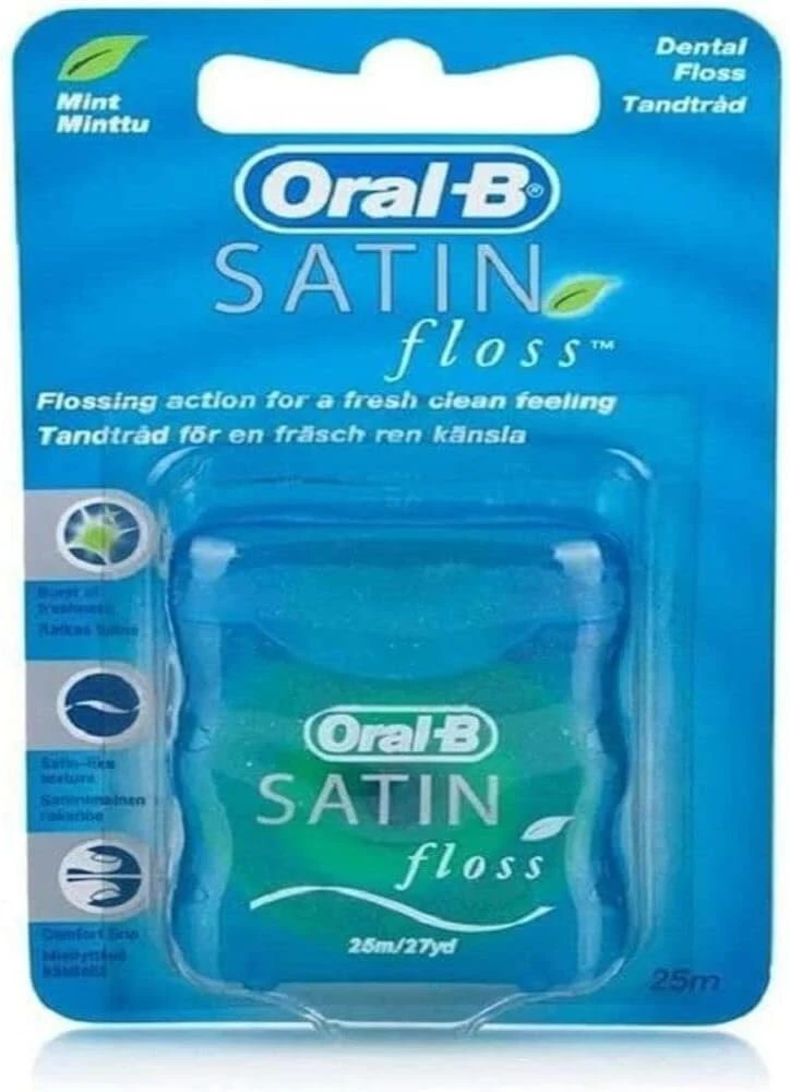 Dantų šepetėlis Oral B Mint Satin Floss dantų siūlas, 25 m