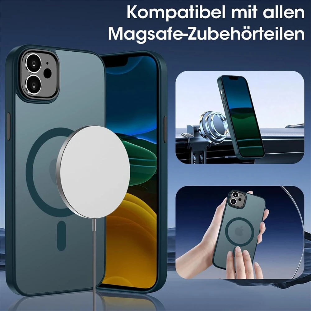 Orda magnetinis dėklas, skirtas iphone 11 6.1 colio, suderinamas su magsafe, permatomas matinis galinis dangtelis, plonas, atsparus smūgiams, apsauginis, mėlynas