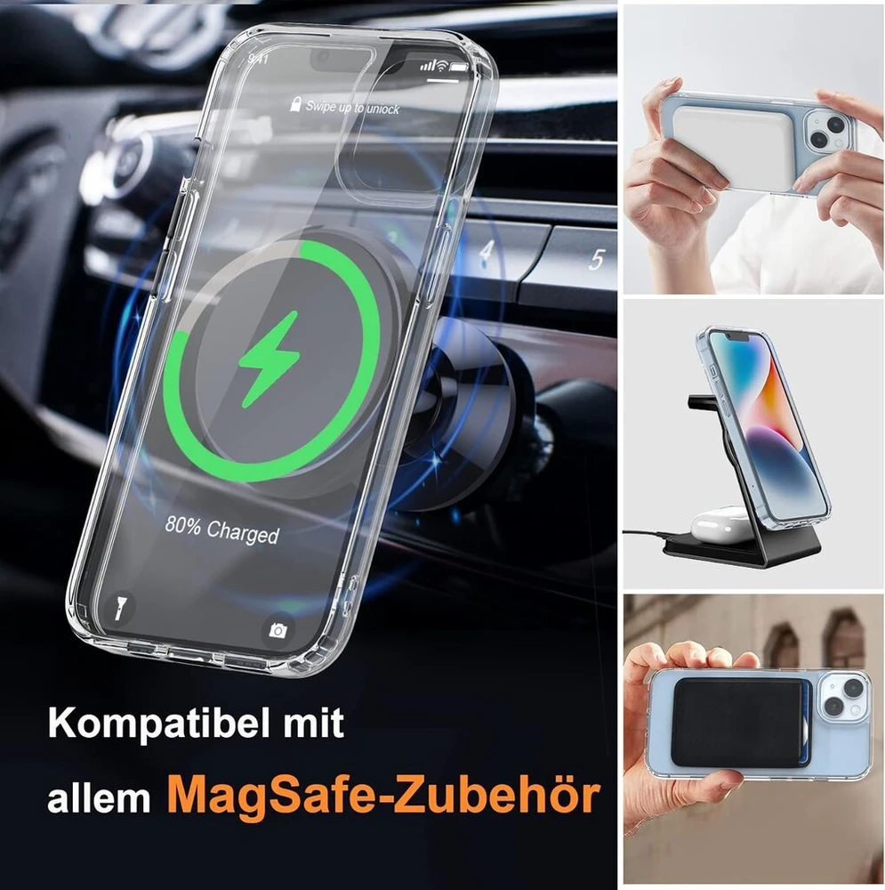 Oretech magnetinis dėklas, skirtas iphone 13 mini, mobiliojo telefono dėklas iphone 13 mini, suderinamas su mag-safe, su 2 ekrano apsaugomis, atsparus smūgiams, atsparus įbrėžimams, apsauginis dėklas, skaidrus dėklas