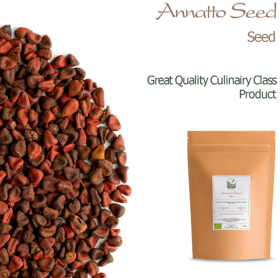 Organinės sėklos Annatto prieskonis - Annatto sėklos - Anatto sėklos - Annatto krūmas - Orleano krūmas - Rukustrauch Annatto Annatto sėklos Anato sėklos