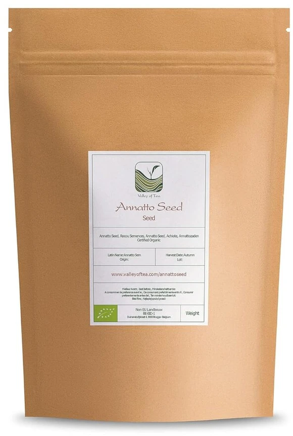 Organinės sėklos Annatto prieskonis - Annatto sėklos - Anatto sėklos - Annatto krūmas - Orleano krūmas - Rukustrauch Annatto Annatto sėklos Anato sėklos