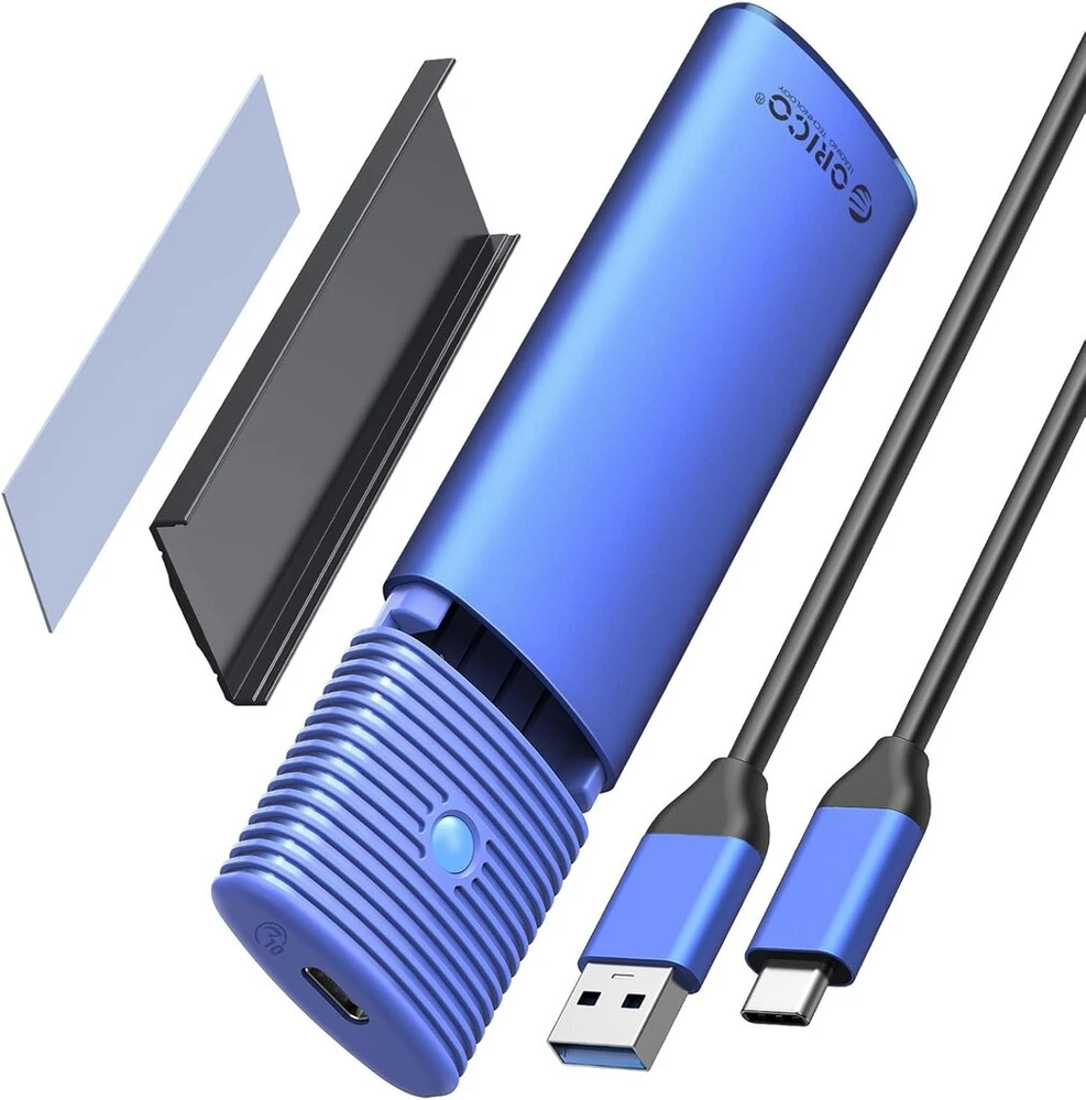 Orico M.2 Nvme Ssd dėklas, Usb 3.2 Usb C 10gbps adapteris Nvme Pcie M-key/m+b Key 2230/2242/2260/2280, M2 dėklas su Usb C-a laidu, be įrankių, Usap-pwm2g2a, mėlynas