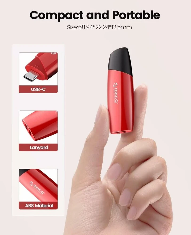 Orico Usb atmintinė Type C 256 Gb, Ussd Flash Drive 520 Mb/s, atminties kortelė su raktų pakabuku, išorinė duomenų saugojimo atmintinė, suderinama su Android mobiliuoju telefonu, Pc, kompiuteriu/nešiojamuoju kompiuteriu