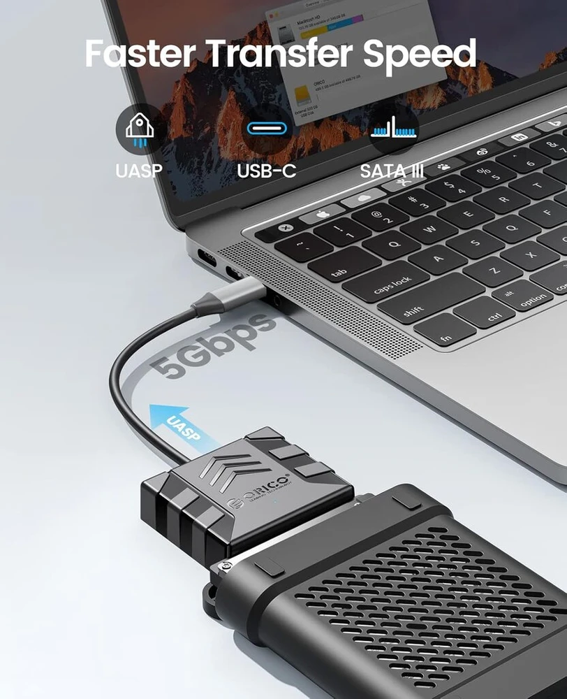 Orico Usb-c į Sata Iii Adapteris 3.5" Hdd/ssd, 12v2a maitinimas