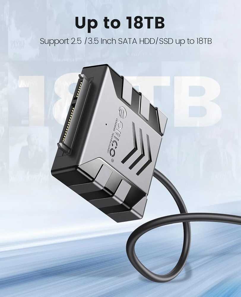 Orico Usb-c į Sata Iii Adapteris 3.5" Hdd/ssd, 12v2a maitinimas