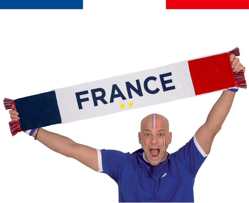Original Cup® Prancūzijos sirgaliaus šalikas mėlynas baltas raudonas aukščiausios kokybės Equipe de France pasaulio čempionų futbolo regbio aksesuaras Cocorico
