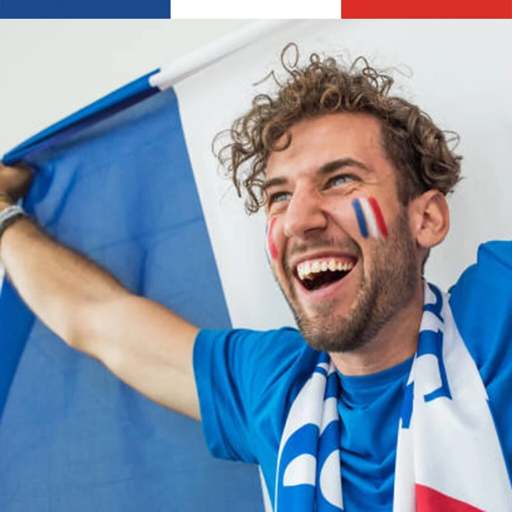 Original Cup® Prancūzijos sirgaliaus šalikas mėlynas baltas raudonas aukščiausios kokybės Equipe de France pasaulio čempionų futbolo regbio aksesuaras Cocorico