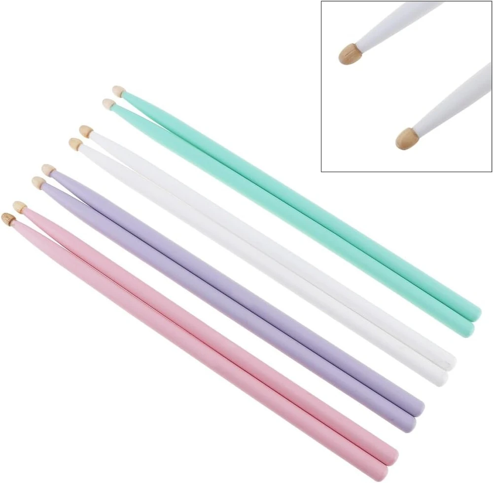 Origlam 2 x 5a 40 cm būgnų lazdelės, 5a klevo medienos būgnų lazdelės, neslystančios būgnų lazdelės, 5a medinės klevo medienos būgnų lazdelės vaikams, studentams ir suaugusiems (rožinės)