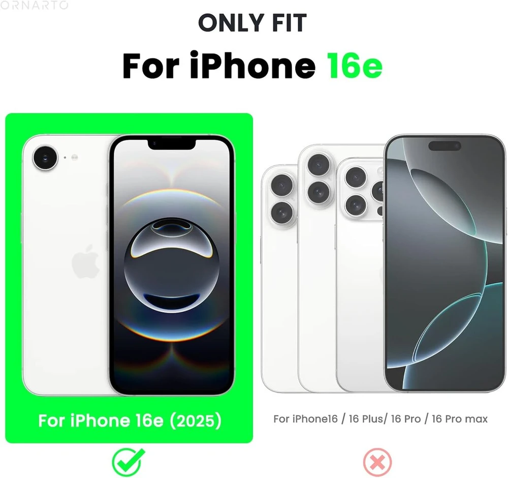 Ornarto silikoninis dėklas, skirtas iphone 16e (2025) 6.1 colio, plonas mobiliojo telefono dėklas iphone 16e, pagamintas iš skysto silikono, atsparus įbrėžimams ir smūgiams apsauginis dėklas iphone 16e dėklas (2025) - rožinis