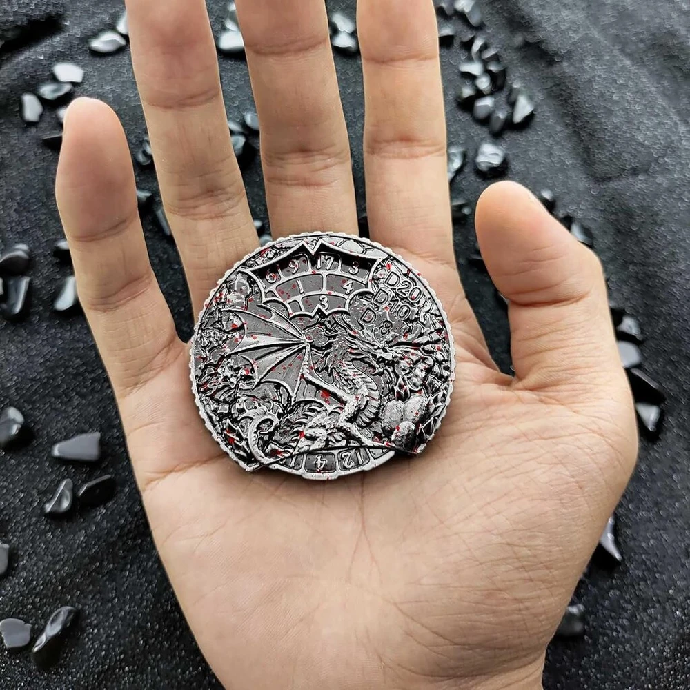 Oruza dnd metalinis ruletės kauliukas, 7-in-1 dnd ruletės kauliukų rinkinys, drakono galvos metaliniai d&d ruletės kauliukai, skirti d&d rpg mtg warhammer 40k sci-fi, karo tematikos stalo žaidimams