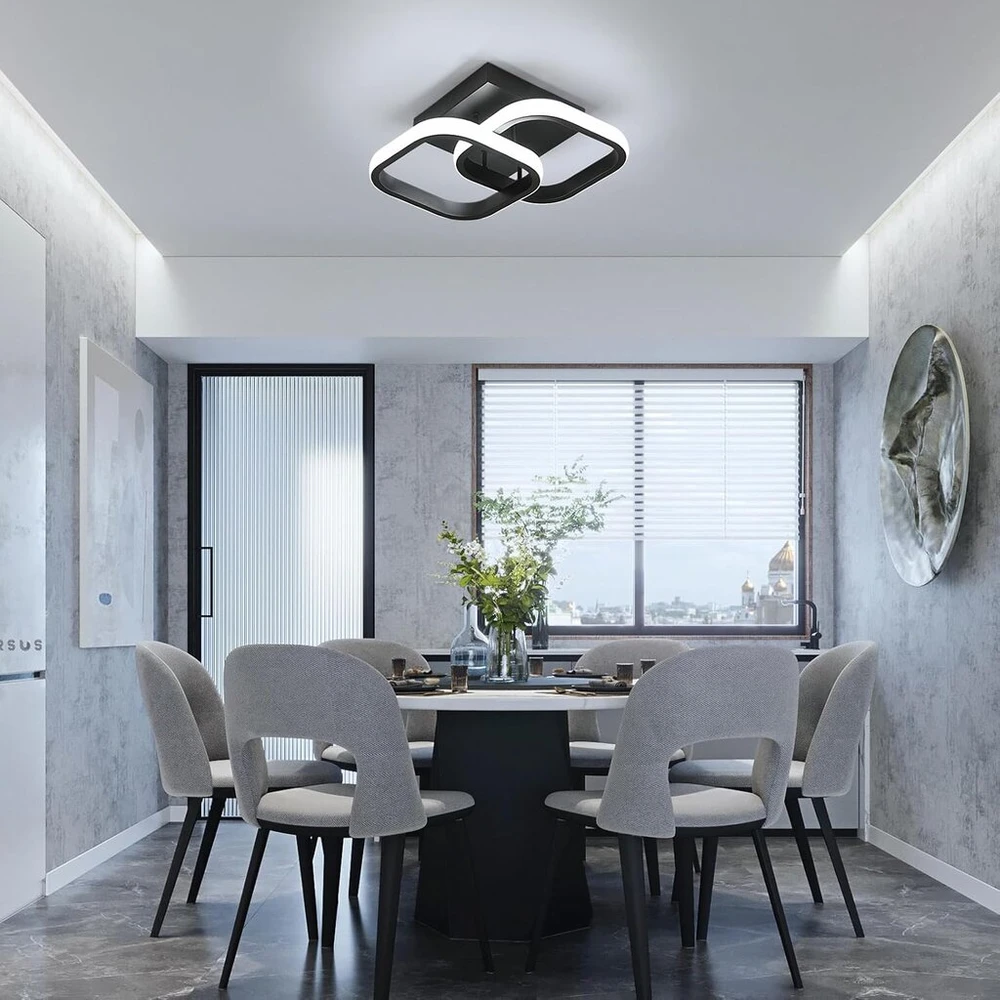 Osairous Led lubinis šviestuvas, modernus, 22 W lubinis šviestuvas, Led, kvadratinis, juodas, 2250 lm, aliuminio lubinis apšvietimas miegamajam, virtuvei, koridoriui, šaltai balta 6500 K, 29 cm