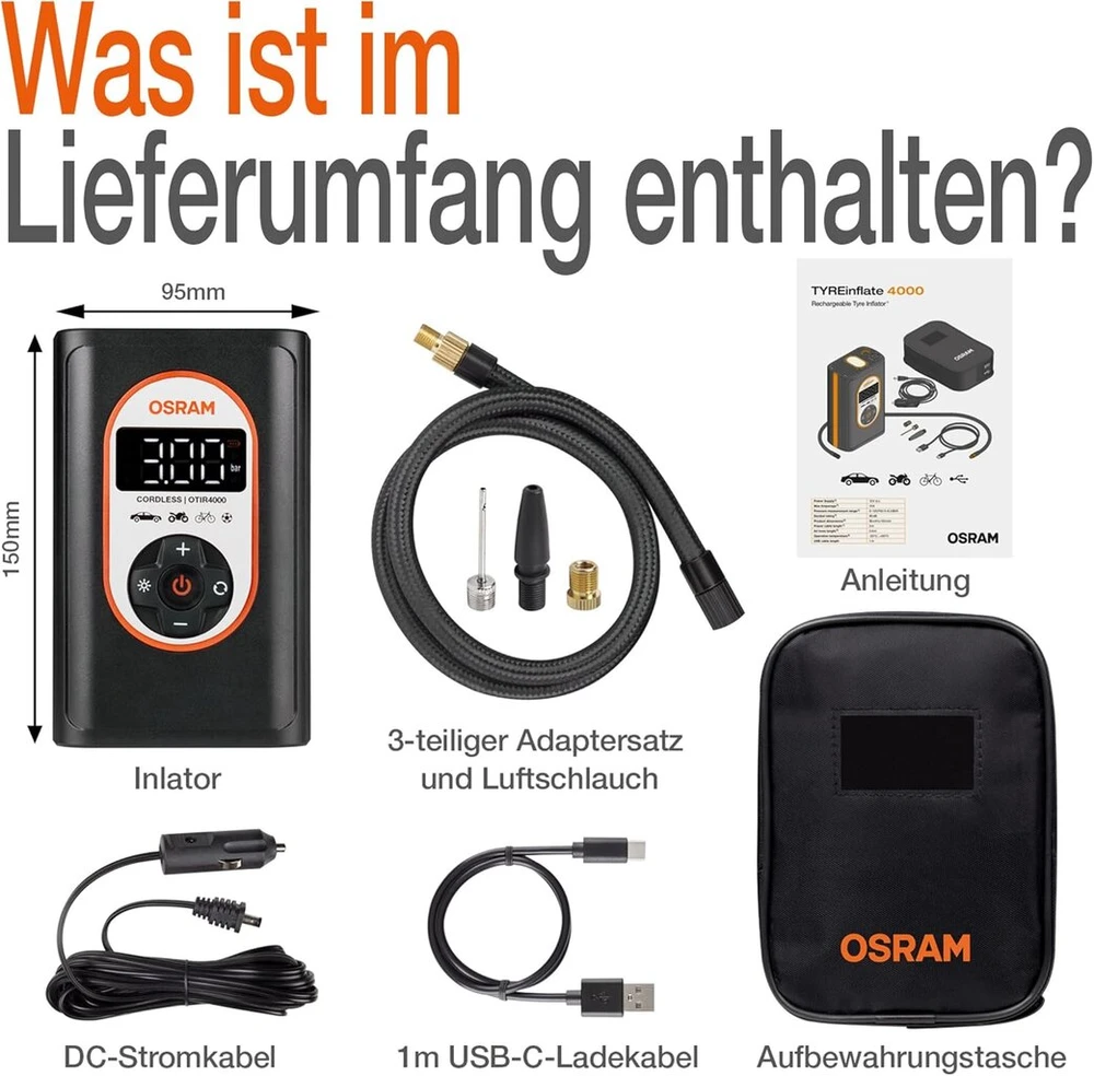Osram Tyreinflate 4000 belaidis kompresorius su Led