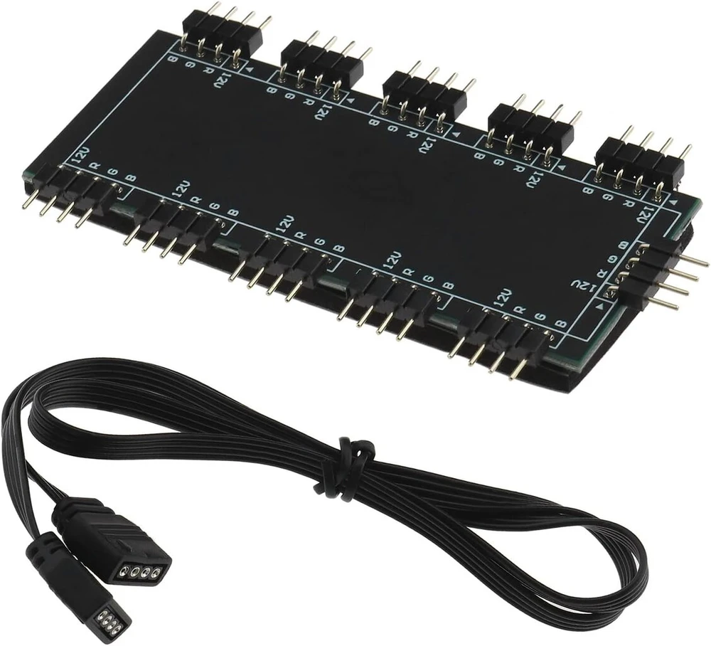 Ototec 10 kanalų rgb šakotuvas pc korpuso ventiliatoriaus šakotuvas cpu aušinimo šakotuvas pc pagrindinės plokštės rgb ventiliatoriaus ilgiklis rgb led skirstytuvo šakotuvas, skirtas pc staliniam kompiuteriui 12 v 4 kontaktų