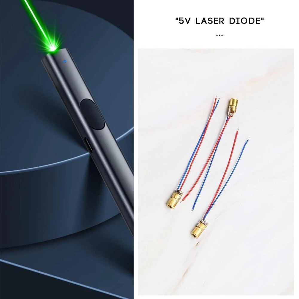 Ototec 20 vnt. raudonas lazerinis diodas 5v 650nm mažiau nei 5mw raudono taško lazerio galvutės diodas lygio matuokliui grunto instrumentas 75mm ilgio