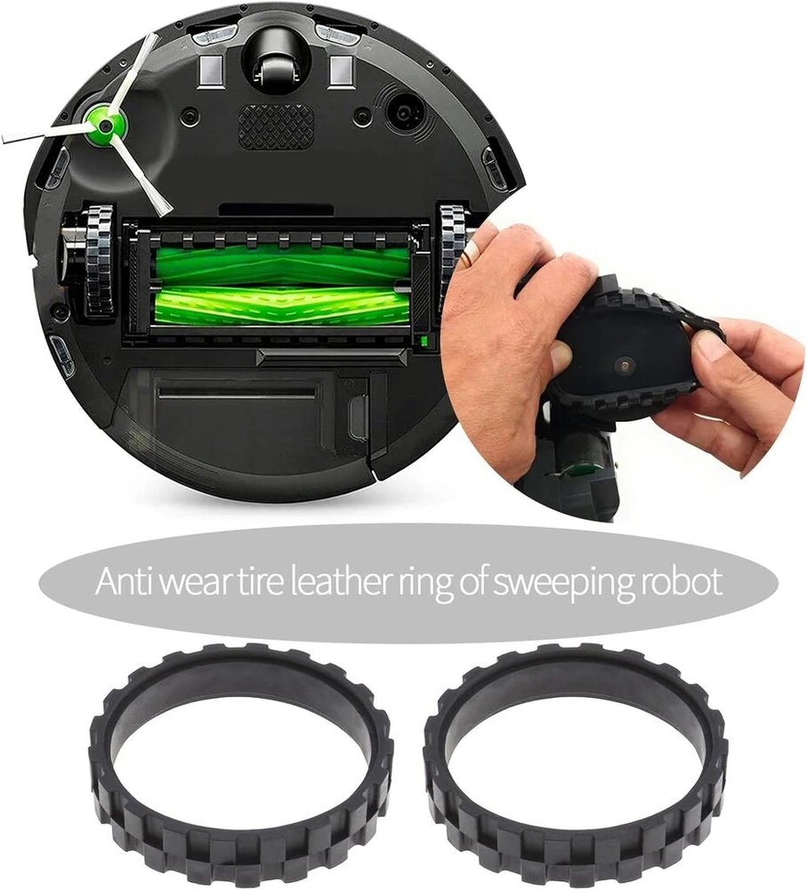 Ototec 4 vnt. ratų padangos, suderinamos su Irobot Roomba 500 600 700 800 900 e5 e6 i7 serijos ratais, pilnas modelių asortimentas, neslystančios, puikus sukibimas ir lengvas montavimas