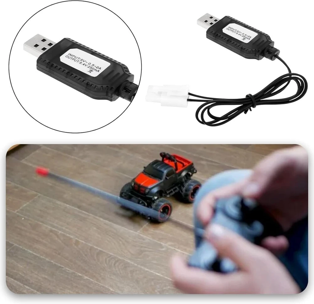 Ototec 8.4v nimh/nicd akumuliatoriaus įkroviklio kabelis su standartiniu 2p kištuku 250ma, suderinamas su rc automobiliu, rc tanku, rc lėktuvu, rc valtimi