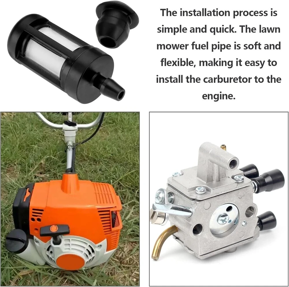 Ototec Karbiuratoriaus benzino filtro rinkinys, suderinamas su Stihl Fs75 Fs80 versija Fs85, su degalų žarnos filtru ir guminiu kamščiu