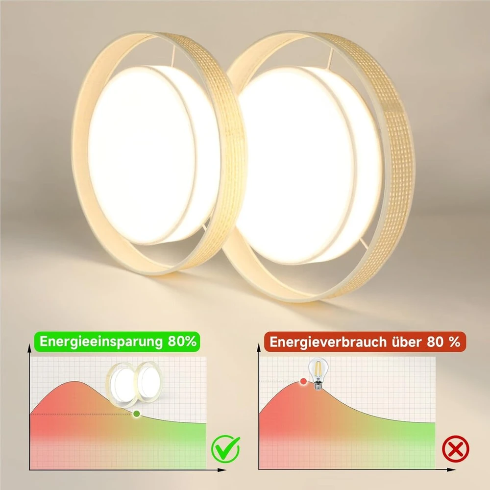 Otren led lubinis šviestuvas svetainei: 57 cm boho stiliaus lubinis šviestuvas led pritemdomas su rotango gaubtu, modernus lubinis apšvietimas su nuotoliniu valdymu ir programėle miegamajam, valgomajam, 48 w