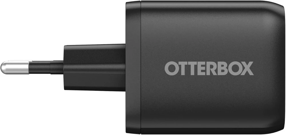 Otterbox Standard Eu 65w Usb-c Pd Gan 2 prievadų įkroviklis, 45w Usb-c Pd + 20w Usb-c Pd, greito įkrovimo įrenginys išmaniesiems telefonams ir planšetiniams kompiuteriams, atsparus smūgiams ir tvirtas, juodas, be mažmeninės prekybos pakuotės