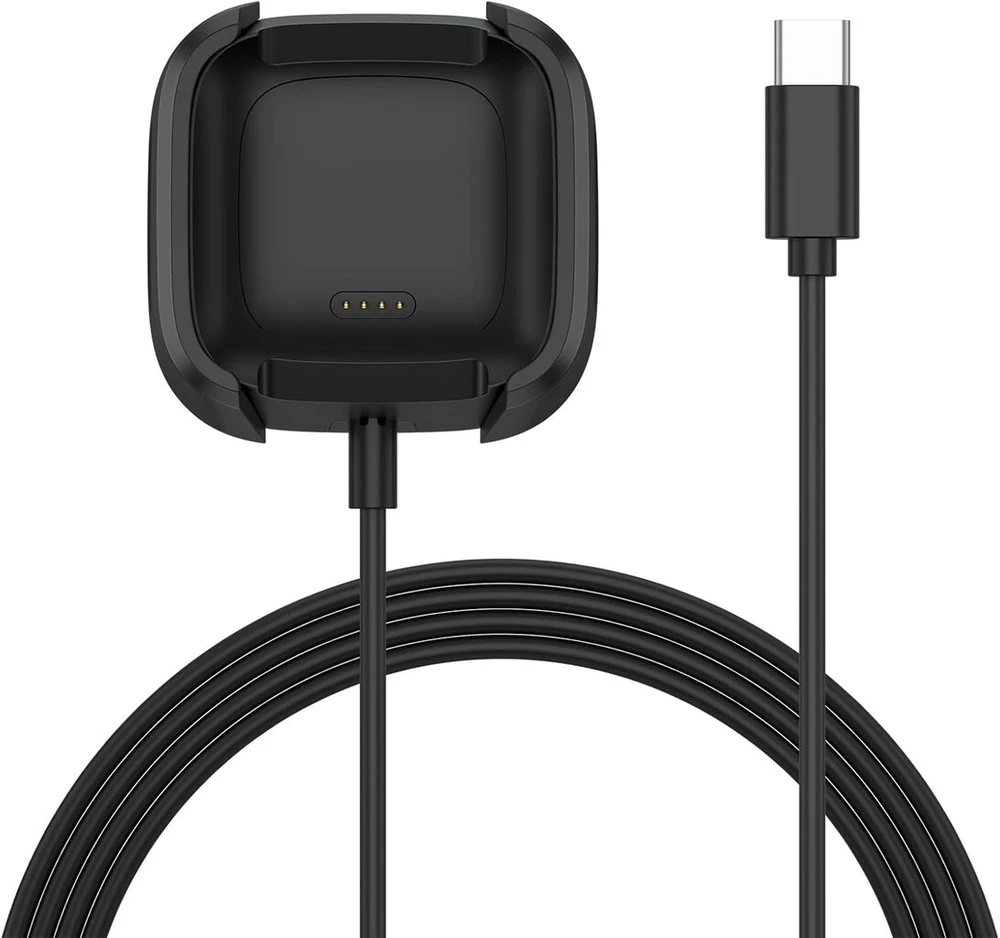 Oumida įkrovimo laidas, suderinamas su Fitbit Versa 2 įkrovikliu, 96 cm / 3,14 pėdos Usb C įkrovimo stotelės laidas, skirtas Fitbit Versa 2 (juodas)