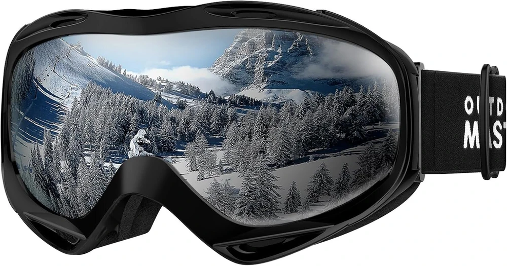 Outdoormaster Otg slidinėjimo akiniai vyrams ir moterims, snieglenčių akiniai, akiniai nuo sniego, 100% apsauga nuo Uv spindulių, slidinėjimo akiniai nešiojantiems akinius, akiniai nuo rasojimo snieglentininkams