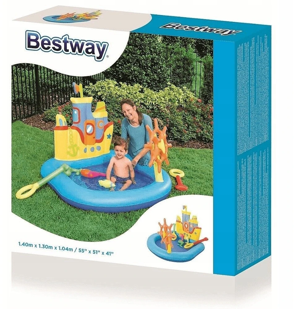 Ovalus pripučiamas baseinas Bestway 52211 140 x 130 cm Piratų Laivas