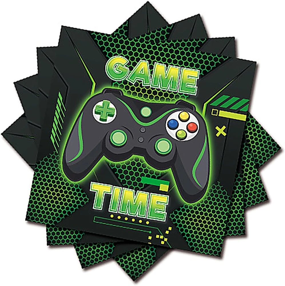 Ovanda Servetėlės „game On“, 20 vnt., žaidimų gimtadienio vakarėlio popierinių servetėlių dekoracija, gimtadienio dekoracija, popierinės servetėlės berniukams, vaikų gimtadienio vakarėliui, berniukų žaidimų vakarėlio gimtadienio tema